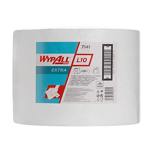 WypAll L10 Extra Wischtücher 7141 auf der Großrolle – 1 Rolle mit 1.500 weißen, 1-lagigen Wischtüchern von Wypall