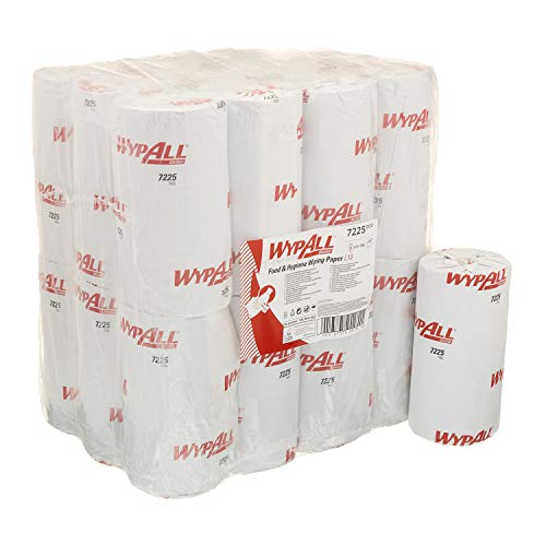 WypAll L10 Papier-Reinigungstücher für Lebensmittel und Hygiene 7225 – 1-lagige blaue Kompaktrolle – 24 Rollen mit Zentralentnahme x 165 Papier-Wischtücher (insges. 3.960) von Wypall