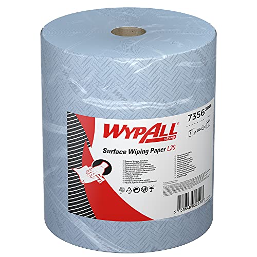 WypAll L20 Reinigungstücher für Oberflächen 7356 – extrabreite blaue Rolle – 1 Jumborolle x 1.000 blaue, 2-lagige Reinigungstücher von Wypall