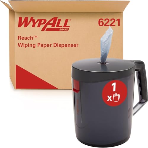WypAll Reach Tragbarer Spender für Zentralentnahme 6221 – Spender für weiße oder blaue Papier-Reinigungstücher – Einzelblattentnahme von Wypall