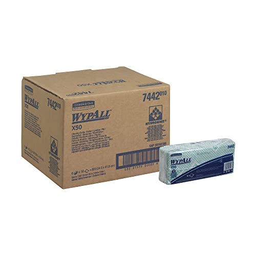 WypAll® X50 Critical Clean™ 7442, grüne, farbcodierte Reinigungstücher mit Interfold-Faltung, für kritische Reinigungsbereiche, 6 Packungen x 50 Tücher (insges. 300) von Wypall