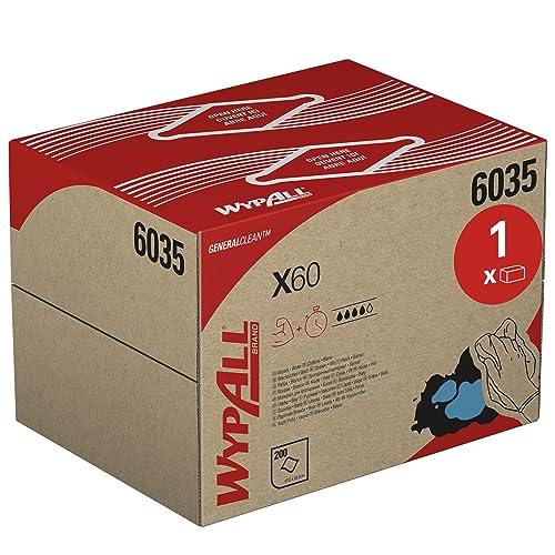 WypAll X60 General Clean-Tücher 6035 – Weiße Tücher – 1 BRAG-Box mit 200 weißen Tüchern von Wypall