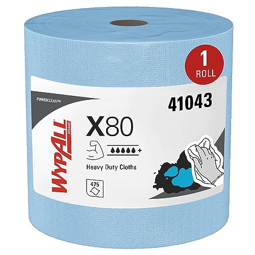 WypAll X80 Power Clean Tücher 8347 – Wiederverwendbare Reinigungstücher – 1 blaue Großrolle x 475 saugfähige Tücher von Wypall