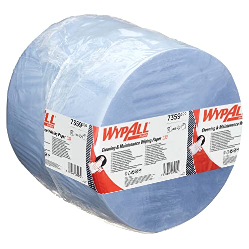 Wypall L30 blaue Reinigungstücher für Reinigung und Wartung 7359 extrabreite und extralange Jumborolle 1 blaue Rolle x 1.000 blaue, 3-lagige Reinigungstücher, Groß von Wypall
