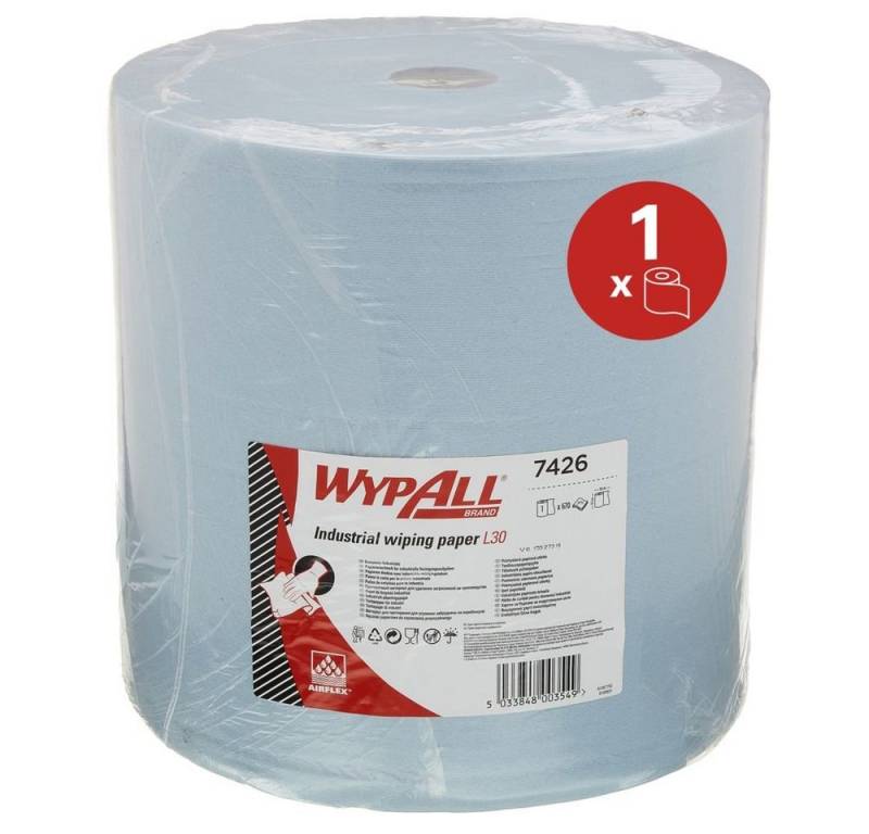 Wypall Papierküchenrolle Wischtuch Rolle L30 Jumborolle extrabreit - 3-lagig blau 670 Tücher von Wypall