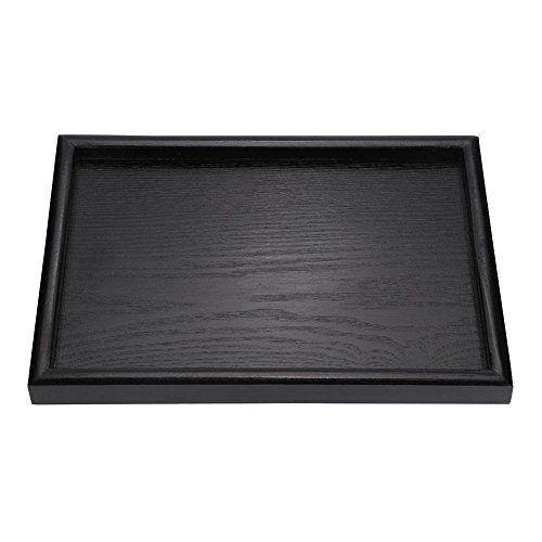Tablett Schwarz,Tablett Schwarz Rechteckig, Tea Tray,Rectangle Solid Wooden Coffee Table Tray Plate Snacks Food Storage Dish for Restaurant Hotel Home 30 * 20 * 2cm von Wytino