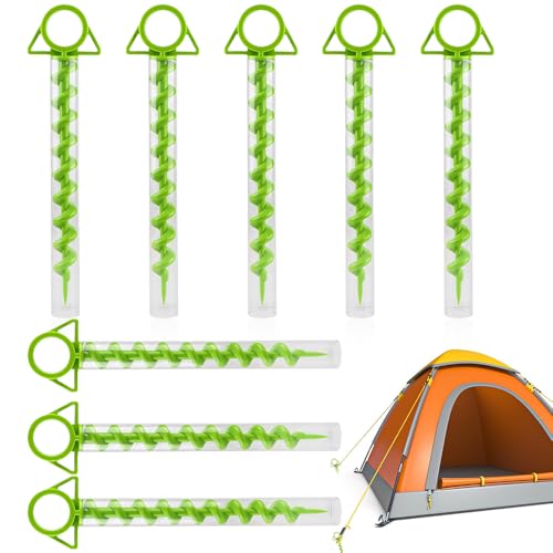 Wzhtuzi 12 Stück Spirale Zelt Sandheringe, 29cm Zelthering Kunststoff Hering Schraube Spirale Zelt Peg Nagel Bodenanker mit Plastikschlauch Kunststoff Outdoor Camping Trip Zelt Peg, Grün von Wzhtuzi