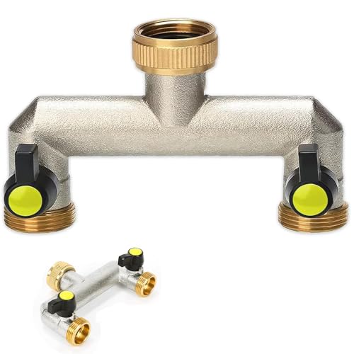 Wzhtuzi 2-Wege Wasserhahn Wasserverteiler, 2 Wege Messing Wasseranschluss Verteiler Verteiler Wasser 3/4 Zoll für Haus, Hof/Waschmaschine Zwei Wege Verteiler Wasserhahn von Wzhtuzi