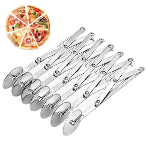 Wzhtuzi 7 Räder Edelstahl Pizzaschneider, 7 Rad Teigschneider 7-Rad Pizzaschneider, Edelstahl Teigteiler, Teig Teiler, 7 Räder Verstellbarer Pizzaschneider mit Griff zum Küche, Restaurant (Silber) von Wzhtuzi