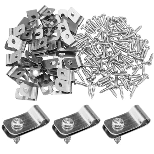 Wzhtuzi 100 Stück Zaundrahtklemmen, Drahtzaun Clips Edelstahl, Metall Zaundrahtklemmen, Edelstahl Drahtklammern mit Schrauben, Kabelschellen, Landwirtschaft Zaun Befestigungsclips von Wzhtuzi