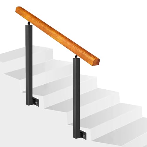 Geländer for Treppen Holz, 90-150cm Treppengeländer-Set Seitlich Montiert Verstellbarer Winkel Handlauf Geländer for Innen Und Außen Handläufe Support Kit (Color : H90cm, Size : L150cm) von Wzmazingly