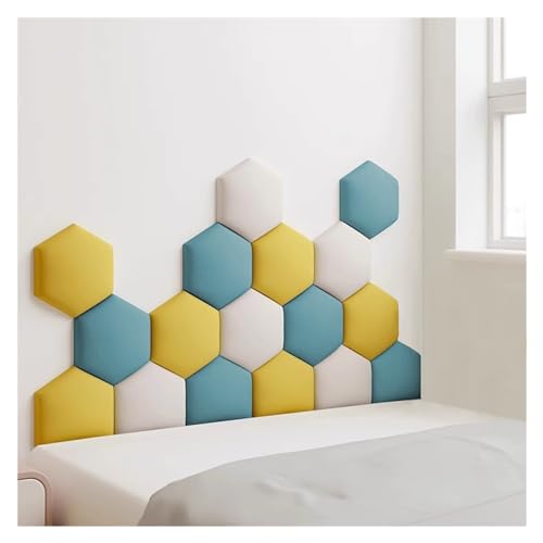 Wzmazingly 17 Stück Polsterpaneel Wand, Hexagon Selbstklebend Kindergarten Dekor Wandpaneele, 3D Anti-Kollisions Wandmontage Bett Kopfteil Wandpolster (Color : B, Size : 150x87cm) von Wzmazingly