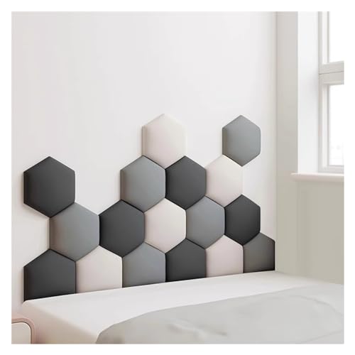 Wzmazingly 17 Stück Polsterpaneel Wand, Hexagon Selbstklebend Kindergarten Dekor Wandpaneele, 3D Anti-Kollisions Wandmontage Bett Kopfteil Wandpolster (Color : C, Size : 180x105cm) von Wzmazingly