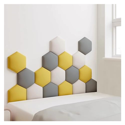 Wzmazingly 17 Stück Polsterpaneel Wand, Hexagon Selbstklebend Kindergarten Dekor Wandpaneele, 3D Anti-Kollisions Wandmontage Bett Kopfteil Wandpolster (Color : G, Size : 180x105cm) von Wzmazingly