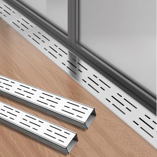 Wzmazingly 2 Stück Entwässerungsrinne-Set, Abflussgitter Aus Edelstahl 304 Schmal Außenbereich Einfahrt Garage Entwässerungssystem(100x7x5cm) von Wzmazingly