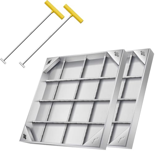 Wzmazingly 2 Stück Schachtabdeckung Eingelassener Quadrat, Revisionsschacht Deckel Aus Edelstahl 304 Mit Sockel, Für Klärgrube, Garten, Gehweg, Einfahrt(75x75cm/30x30in) von Wzmazingly