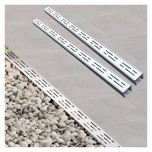Wzmazingly 2 x Entwässerungsrinne, Drainagerinne Set Aus Edelstahl 304, Regenwasserableitungssystem Für Den Außenbereich, Terrasse Lineare Regenrinnensiebe(100x10x3cm) von Wzmazingly