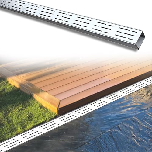 Wzmazingly 304 Edelstahl Entwässerungsrinne, 100cm Länge Metall Grabenablauf-Set Außenbereich Terrasse Entwässerungssystem Für Einfahrt Garage Hof(100x7x5cm) von Wzmazingly