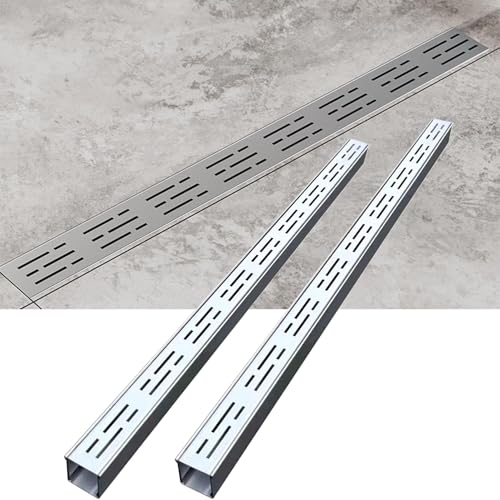 Wzmazingly 304 Edelstahl Entwässerungsrinne Set Mit Anschlussstück, Außenbereich Lineare Regenablaufrinne, Terrasse/Hof/Garage/Einfahrt Entwässerungskanalsystem(2 Pack,100x3.5x3cm) von Wzmazingly