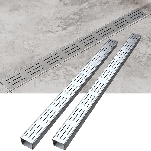 Wzmazingly 304 Edelstahl Entwässerungsrinne Set Mit Anschlussstück, Außenbereich Lineare Regenablaufrinne, Terrasse/Hof/Garage/Einfahrt Entwässerungskanalsystem(2 Pack,100x7x5cm) von Wzmazingly