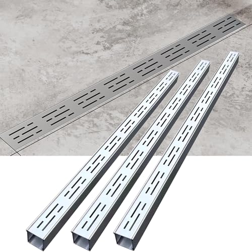 Wzmazingly 304 Edelstahl Entwässerungsrinne Set Mit Anschlussstück, Außenbereich Lineare Regenablaufrinne, Terrasse/Hof/Garage/Einfahrt Entwässerungskanalsystem(3 Pack,100x3.5x3cm) von Wzmazingly