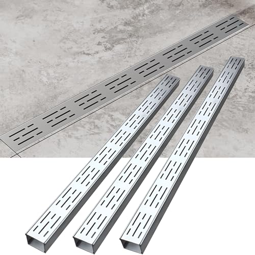Wzmazingly 304 Edelstahl Entwässerungsrinne Set Mit Anschlussstück, Außenbereich Lineare Regenablaufrinne, Terrasse/Hof/Garage/Einfahrt Entwässerungskanalsystem(3 Pack,100x7x5cm) von Wzmazingly