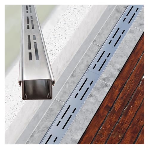 Wzmazingly Außenbereich Schmal Entwässerungsrinne, Rechteckig Grabenentwässerungsset Aus Edelstahl 304, Langlebig Terrassenrinne Für Die Sammlung Und Ableitung Von Regenwasser(100x3.5x5cm) von Wzmazingly