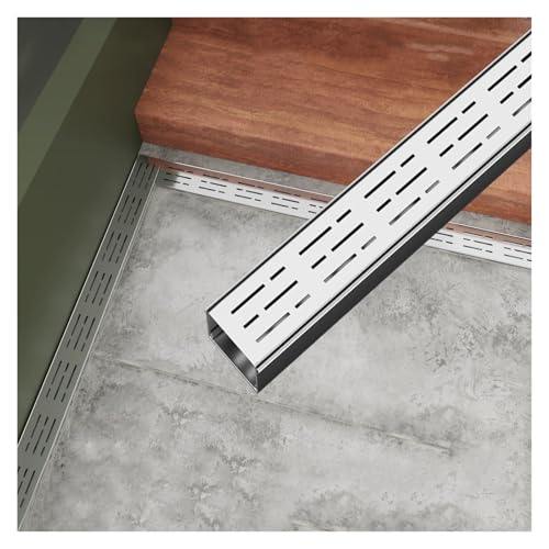 Wzmazingly Drainagerinne Schmal Entwässerungsrinne Set Aus Edelstahl 304, Außenbereich Gully-Entwässerungssystem Mit Gitter Und Schlitzen, Für Balkon Terrasse Garage(100x10x3cm) von Wzmazingly