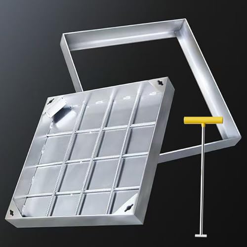 Wzmazingly Eingebetteter Schachtdeckel Rechteckig, Deckel Für Klärgrube, Unsichtbare Inspektionsdeckel Mit Rahmen Aus Edelstahl 304 Für Einfahrten, Gehwege(70x100cm) von Wzmazingly