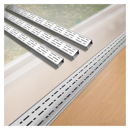 Wzmazingly Entwässerungsrinne Set Aus Edelstahl 304, Abnehmbare Rinnenentwässerung Und Roste, Schmaler Regenwasserrinne Für Den Außenbereich Hof Terrasse Deck Garten(100x5x5cm) von Wzmazingly