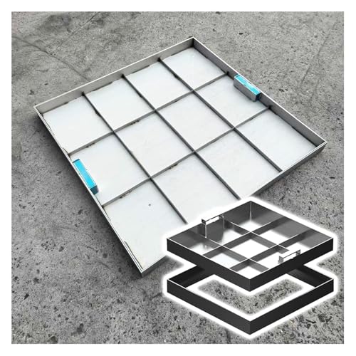 Wzmazingly Quadratischer Schachtdeckel Aus Edelstahl Mit Rahmen Und Ausziehbarem Griff, Unsichtbar Versenkte Klärgrubendeckel Für Garten Gehweg Einfahrt(65x65cm) von Wzmazingly