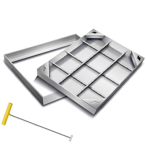 Wzmazingly Rechteckiger Schachtdeckel Und Rahmen, Versenkte Deckel Für Klärgrube Aus Edelstahl 304, Unsichtbare Abwasserbeckenabdeckung Für Einfahrten, Terrassen, Gehwege(70x75cm) von Wzmazingly