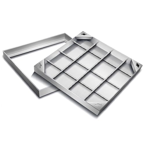 Wzmazingly Schachtabdeckung Und Rahmen Aus Edelstahl 304, Quadratisch Klärgrubendeckel Eingebetteter, Für Regenwasserbrunnen, Kanalisation, Abwasserbecken(90x90cm) von Wzmazingly