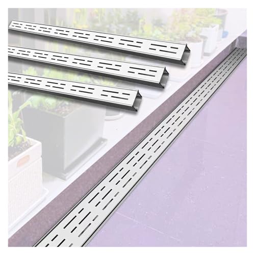 Wzmazingly Schlank Edelstahl-Rinnenablaufset, Außenbereich Schmal Entwässerungsrinne Mit Herausnehmbarem Rost Für Regenwasser, Garten, Garage, Einfahrt, Terrasse(3pcs,100x3.5x3cm) von Wzmazingly
