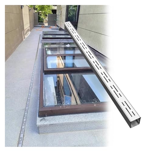Wzmazingly Schmale Entwässerungsrinne 100cm Lang Edelstahl-Gully-Entwässerungsset Außenbereich Regenwasserrinne Mit Herausnehmbarem Rost Effizientes Entwässerungssystem(100x7x3cm) von Wzmazingly