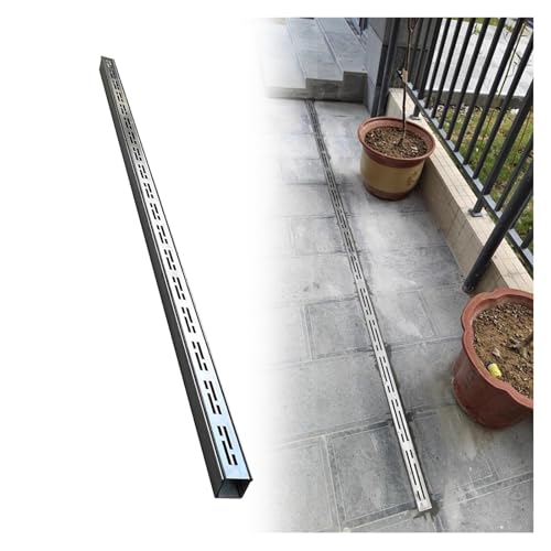 Wzmazingly Schmale Entwässerungsrinne Außenbereich, Lineare Regenrinnensiebe, Für Garten, Terrasse, Einfahrt, Garage, Mit Abnehmbarem Rost, Edelstahl 304(100x3.5x5cm) von Wzmazingly