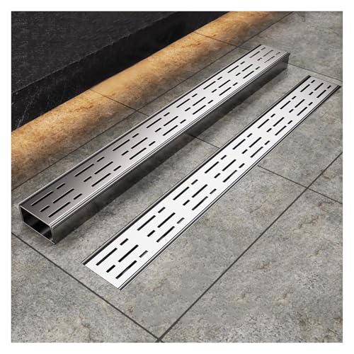Wzmazingly Schmale Entwässerungsrinne Für Den Außenbereich, Entwässerungssystem Aus Edelstahl 304 Mit Rost, Lineare Regenrinnensiebe Für Hof Terrasse Garten Einfahrt(100x7x3cm) von Wzmazingly