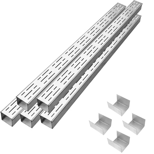 Wzmazingly Schmaler Außenablauf Entwässerungsrinne Set, Rinnenablauf Aus Edelstahl 304 Mit Verlängerung Verbinder, Lineare Regenrinnensiebe Für Garten Terrasse Einfahrt(5 Pack,100x10x3cm) von Wzmazingly