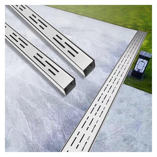 Wzmazingly Terrassenrinne 2 Stück Edelstahl-Entwässerungsrinne, Außenbereich Schmal Grabenentwässerungssystem Für Garten Terrasse Einfahrt Garage(100x5x5cm) von Wzmazingly