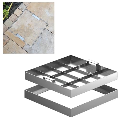 Wzmazingly Versenkte Schachtdeckel Mit Verdecktem Griff Hochleistungs- Revisionsschacht Gullideckel Aus Edelstahl Für Kanalisation, Klärgrube, Abwasserbecken(65x65cm) von Wzmazingly