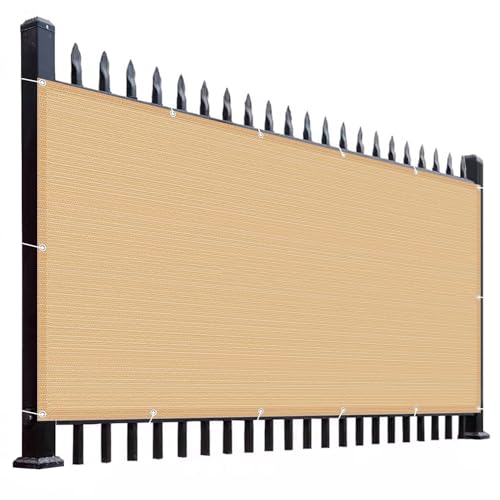 Wzmazingly Zaunblende Sichtschutz Höhe 1,2m/1,3m/1,4m/1,5m, HDPE Sichtschutz-Netz Garten-Abschirmung, Reißfest, 90% Sperrung, Mit Kabelbindern (Color : Beige, Size : 1.5x10m) von Wzmazingly