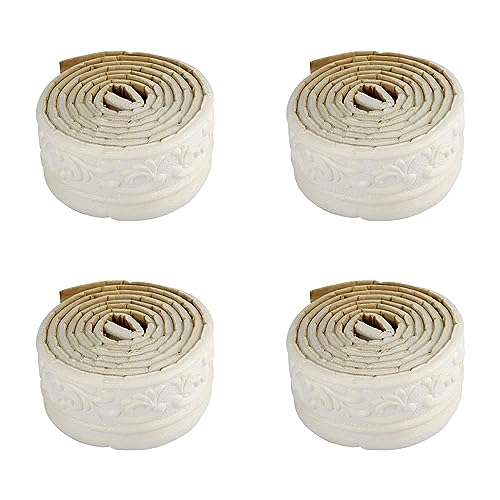 Flexible Wandleiste, selbstklebend, 3D-Schaumstoff, Taillenlinie, Sockelleiste, Wandaufkleber, Kantenumrandung, Bodenleiste, für DIY-Heimwanddekoration (Weiß, A), 4 Stück von Wzxhew