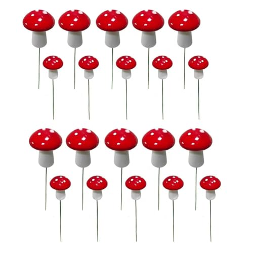 Wzxksoac 20 Rote Gartenstecker, Dekorationen, für Drinnen und Draußen, Feengarten, Rasen, Dekoration, Basteln, Dekorativ von Wzxksoac