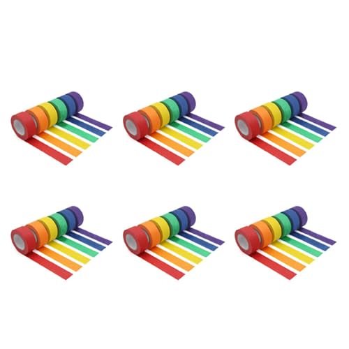 Wzxksoac 6 x farbiges Abdeckband, farbiges Malerband für Kunst und Handwerk, Beschriftung oder Codierung – Abdeckband (2,4 cm x 12 m) von Wzxksoac