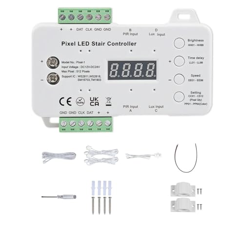 Wzxksoac Bewegungsmelder LED Treppenpixel-Lichter-Controller RGB-LED-Controller mit Tageslichtsensor Treppenbeleuchtungs-Controller von Wzxksoac