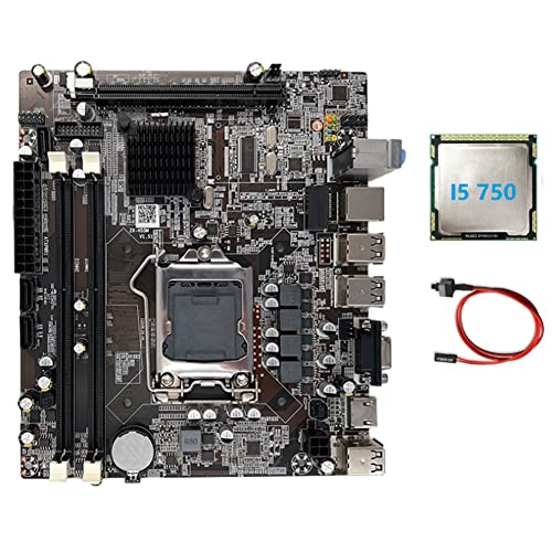 Wzxksoac H55 Computer-Motherboard Desktop-Motherboard LGA1156 Unterstützt I3 530 I5 760-Serie CPU DDR3-Speicher + I5 750 CPU + Switch-Kabel von Wzxksoac