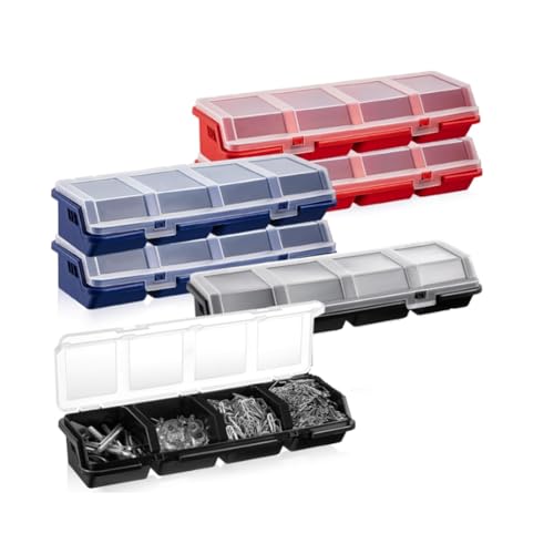 Wzxksoac Schraubenspeicher -Organizer Box 6 Pack mit Deckel 4 Geteilte Fächer Klein -Teile -Werkzeug -Mülleimer -Werkzeugkisten Hülle von Wzxksoac