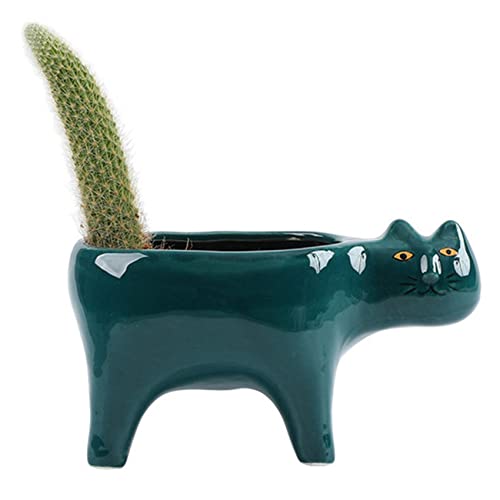 Wzxksoac SüßE Katze Keramik Garten Blumentopf Tierbild Pflanze ÜBertopf Sukkulente Container Tischdekoration GrüN Wzxksoac SüßE Katze Keramik Garten Blumentopf Tierbild Pflanze ÜBertopf Sukkulente Container Tischdekoration GrüN von Wzxksoac