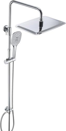 304 Edelstahl Duschset ohne Armatur, Regendusche Duschsystem Duschgarniturset mit Duschstange und XXL Kopfbrause 35x25cm Chrom von Wzyfv