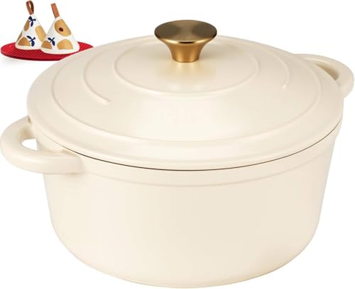 Bräter Emaille Gusseisen Topf - Schmortopf 26cm backofengeeignet - mit Deckel und Kochbuch - für Küche Backen Schmoren Braten Weiß Bräter Emaille Gusseisen Topf - Schmortopf 26cm backofengeeignet - mit Deckel und Kochbuch - für Küche Backen Schmoren Braten Weiß von Wzyfv
